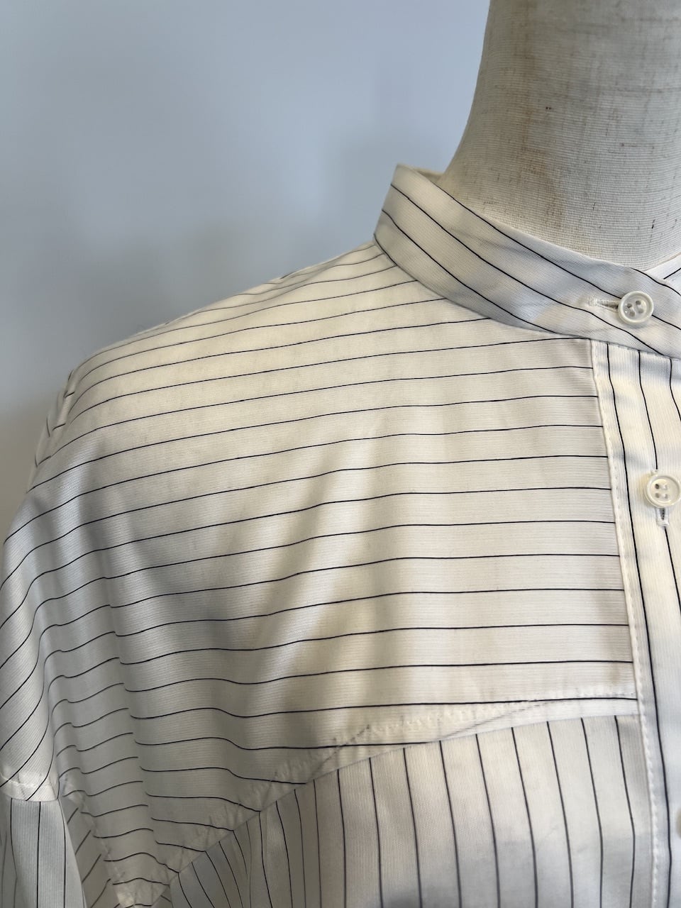 【PASSIONE】ストライプフレアシルエットシャツ