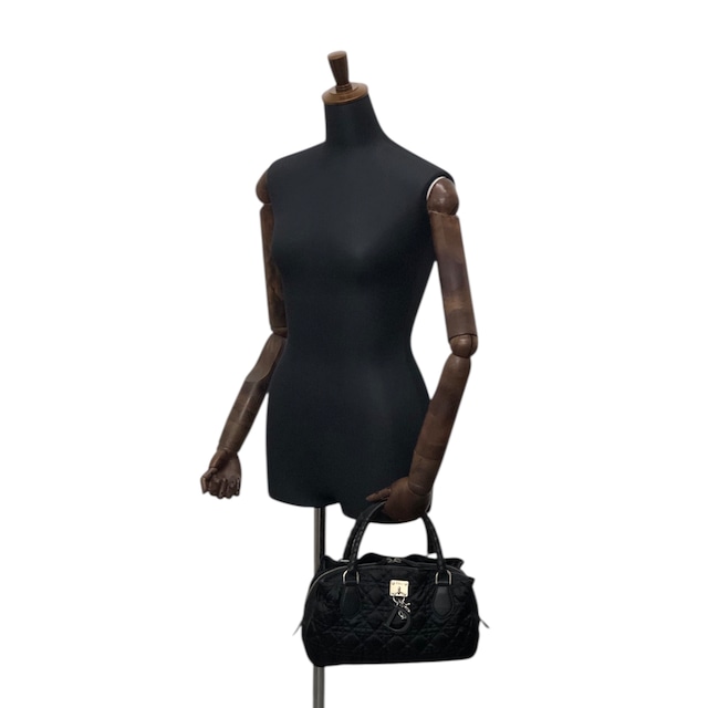Christian Dior クリスチャン ディオール ラブリー カナージュ ハンドバッグ ブラック チャーム ナイロン vintage ヴィンテージ オールド sreacp