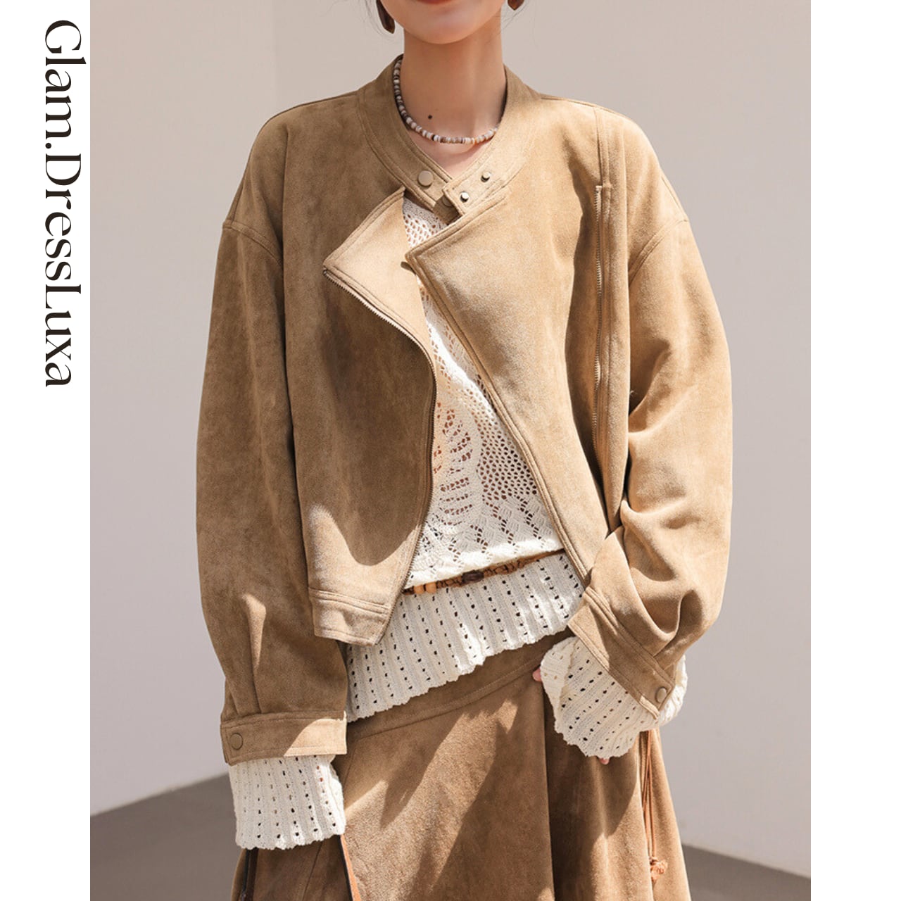 スエードライク zipジャケット/2color_K20