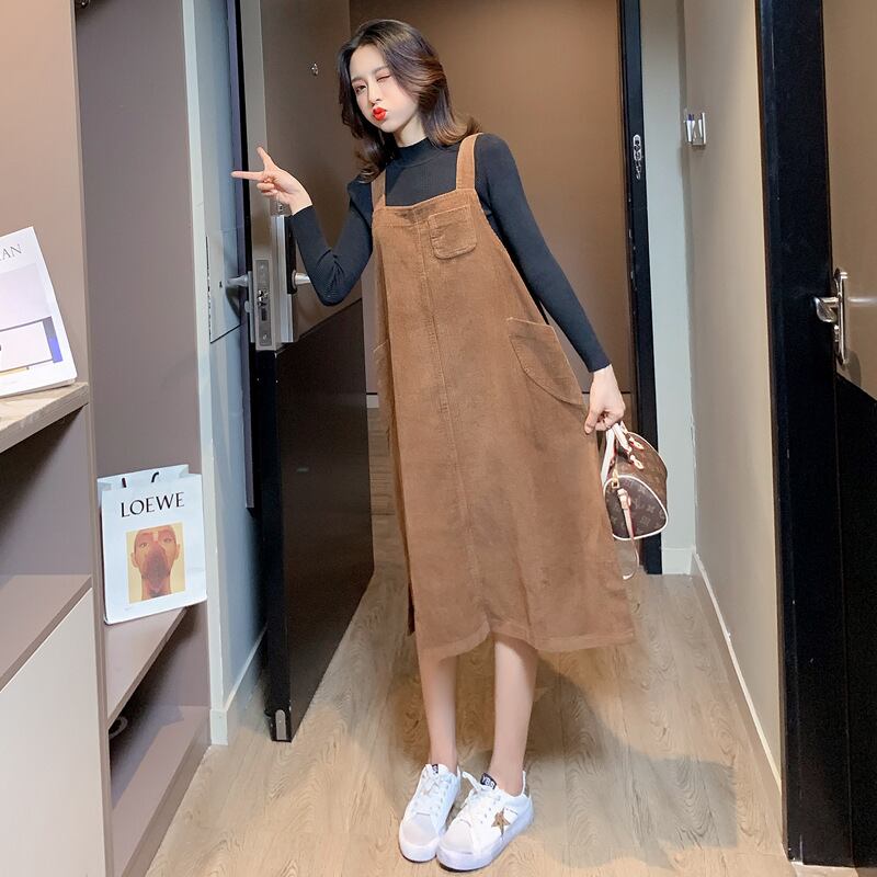 【新作】【送料無料】 マタニティウェア2020秋冬の新しいマタニティスカート、コーデュロイミドル丈ベストスカート+ボトミングシャツ、ツーピース妊婦-アリババ オータム 秋物 ウィンター 冬物 expec285879271051