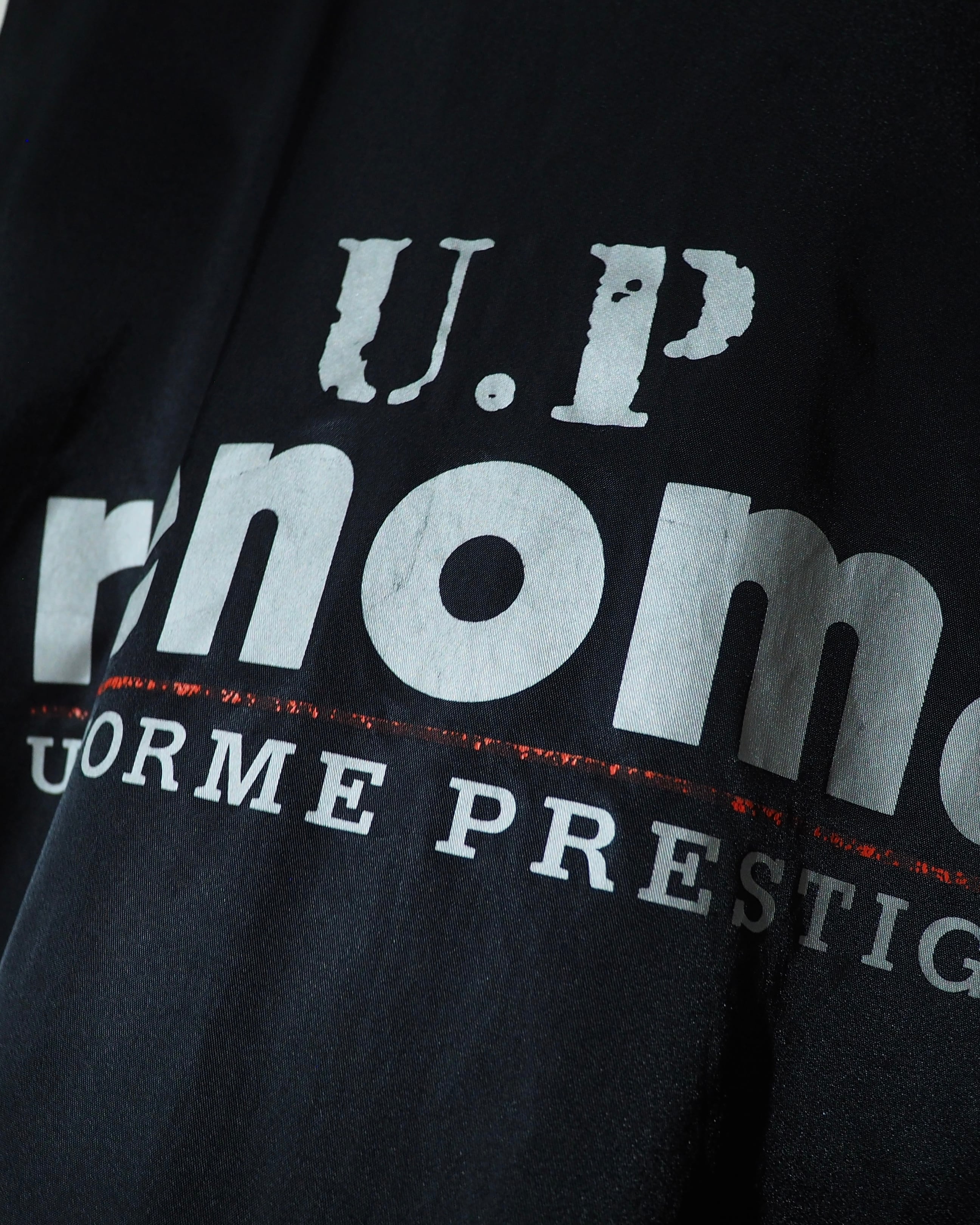 1990s " U.P renoma " Black Shiny Logo Printed Vintage Nylon Coach Jacket