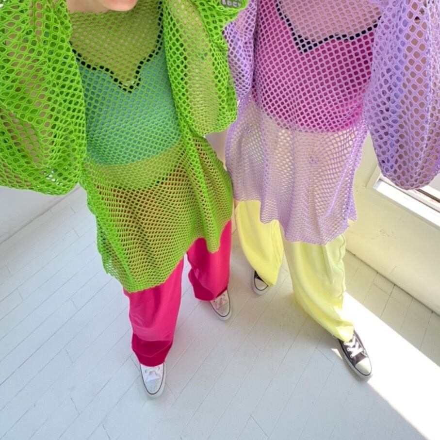 color big silhouette open mesh tops_LN01226