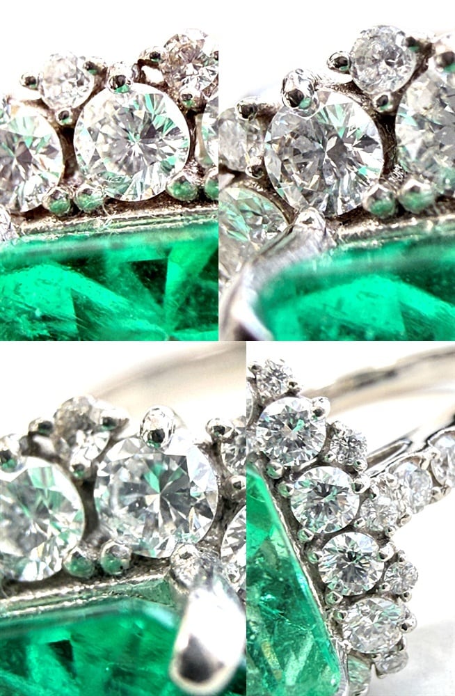 エメラルド ダイヤモンド リング 2.695ct 0.74ct PT900 プラチナ