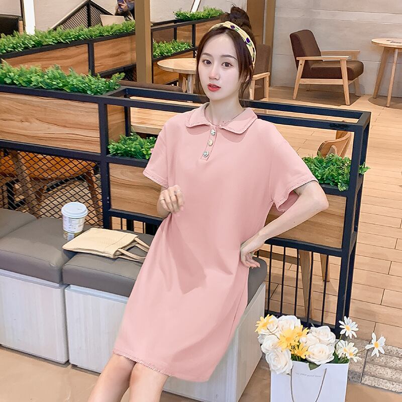 【新作】【送料無料】 マタニティドレス2020夏の新しいファッションポロカラードレスバージョンミドル丈ドレス妊婦-アリババ サマー 夏物 expec246439483869