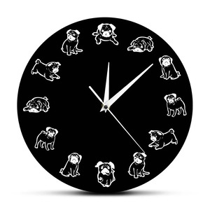 Wall clock   -carefree pug- 　　clo-15