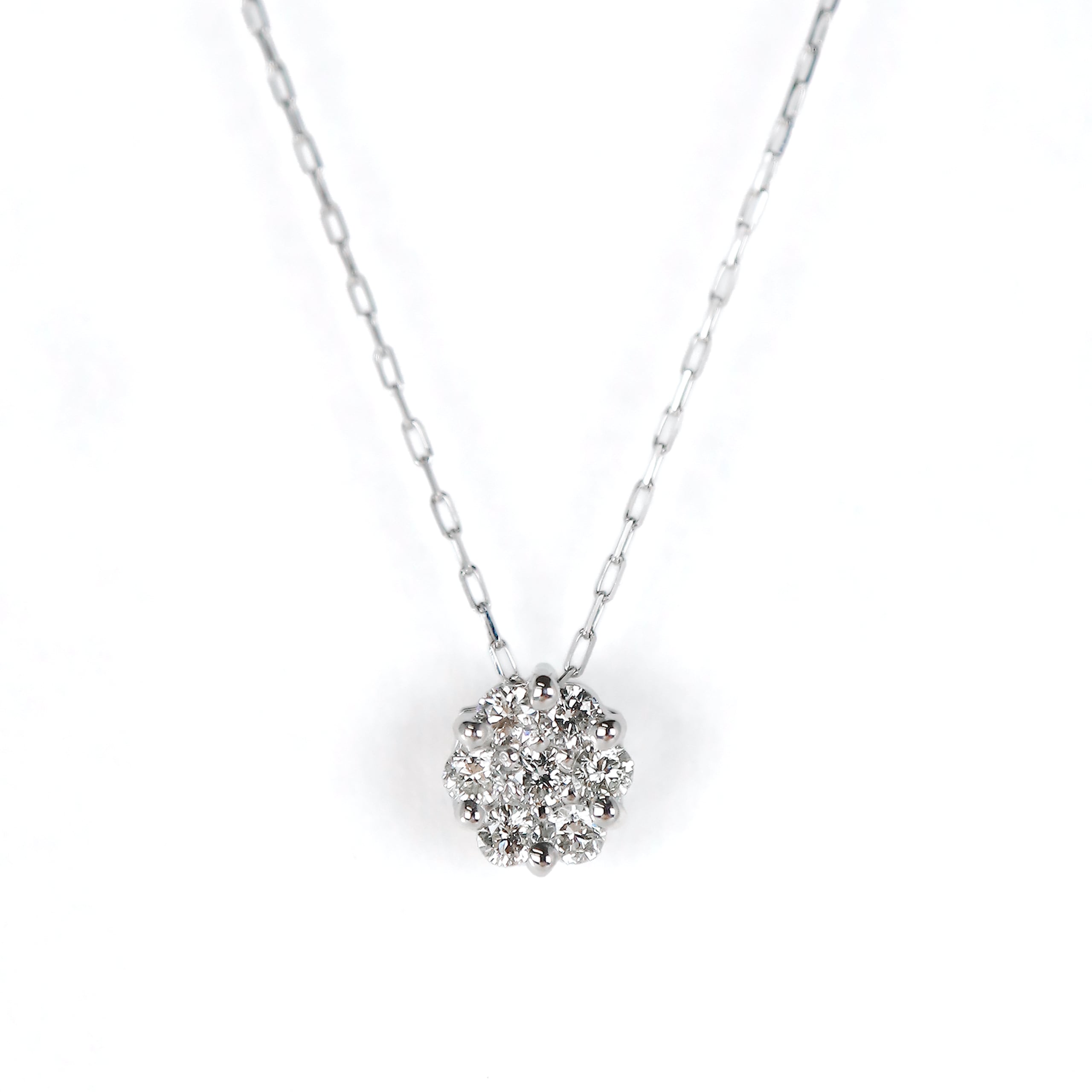 在庫限り】Pt900 ダイヤモンド0.1ct フラワー ネックレスorリング