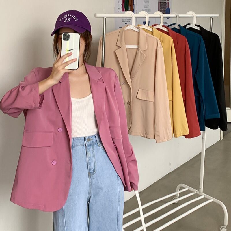 レッド薄手ジャケット ルーズレディース YY-ファッション34707804588