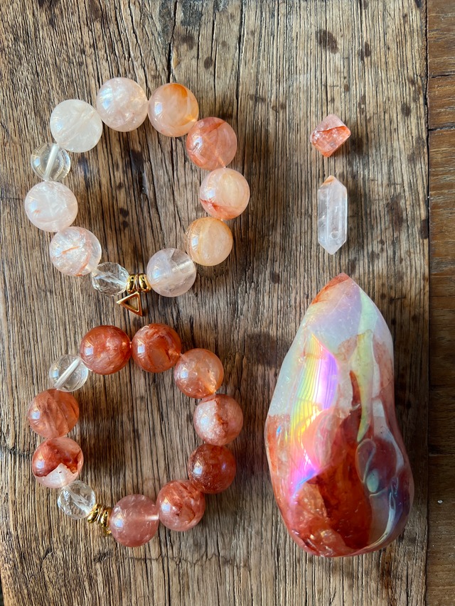 第二チャクラ対応ブレス ヘマタイトインクォーツ 18㎜玉 ライトタイプ