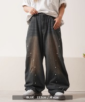 ◆スタッズ使い ワイドカーブパンツ◆wi-087028