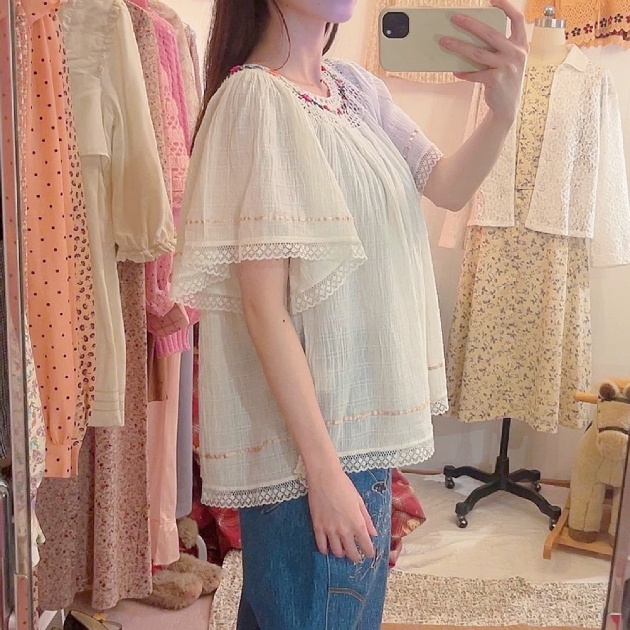 crochet ribbon bohemian blouse