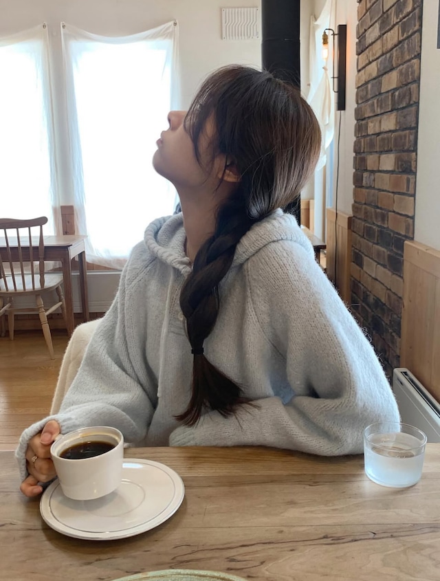 (LITER) momo alpaca wool hood  knit / 2color