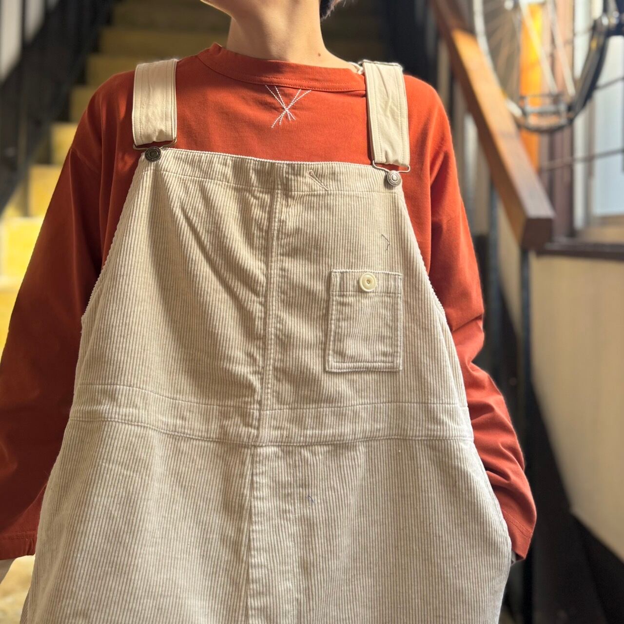 快晴堂 - HAYATE・TOPベージュのコール天／オーバーオール | clever