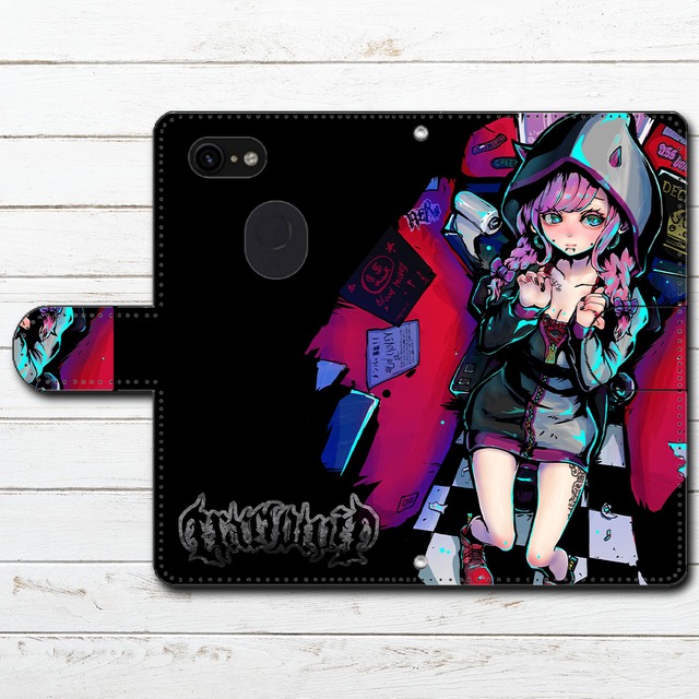 Iphoneケース スマホケース 手帳型 全機種対応 イラスト 可愛い女の子 かっこいい女子 おしゃれ服 エモい ロック クール メンズ レディース 女子 Iphone13 12 11 Aquos Xperia Galaxy Oppo Basio Android アンドロイド ケース ピアス タトゥー 生足 フード パーカー