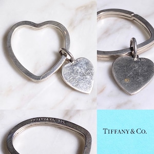 TIFFANY silver heart motif key holder