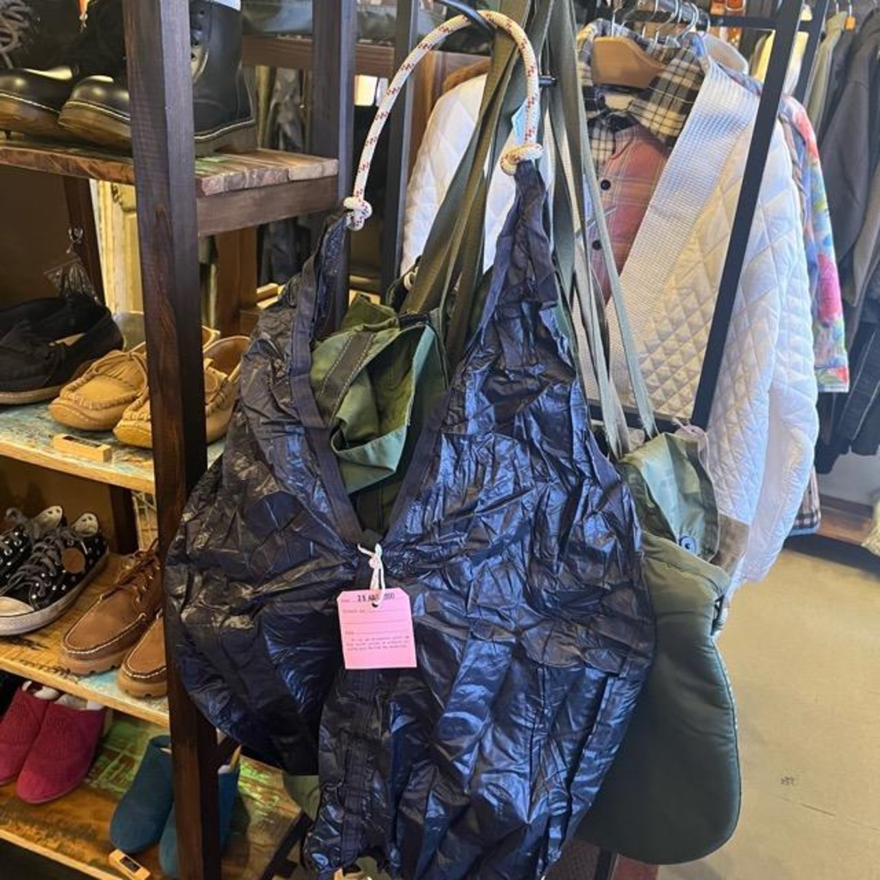 France Parachute shoulder bag Black dyed　フランス　パラシュートショルダーバッグバッグ ブラック染　ショルダーバッグ
