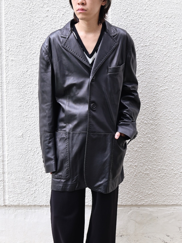 【gianfranco ferre】leather long tailored jacket