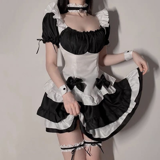 リボンメイドコスプレ white【No.255】/ かわいいレディースコスプレ衣装