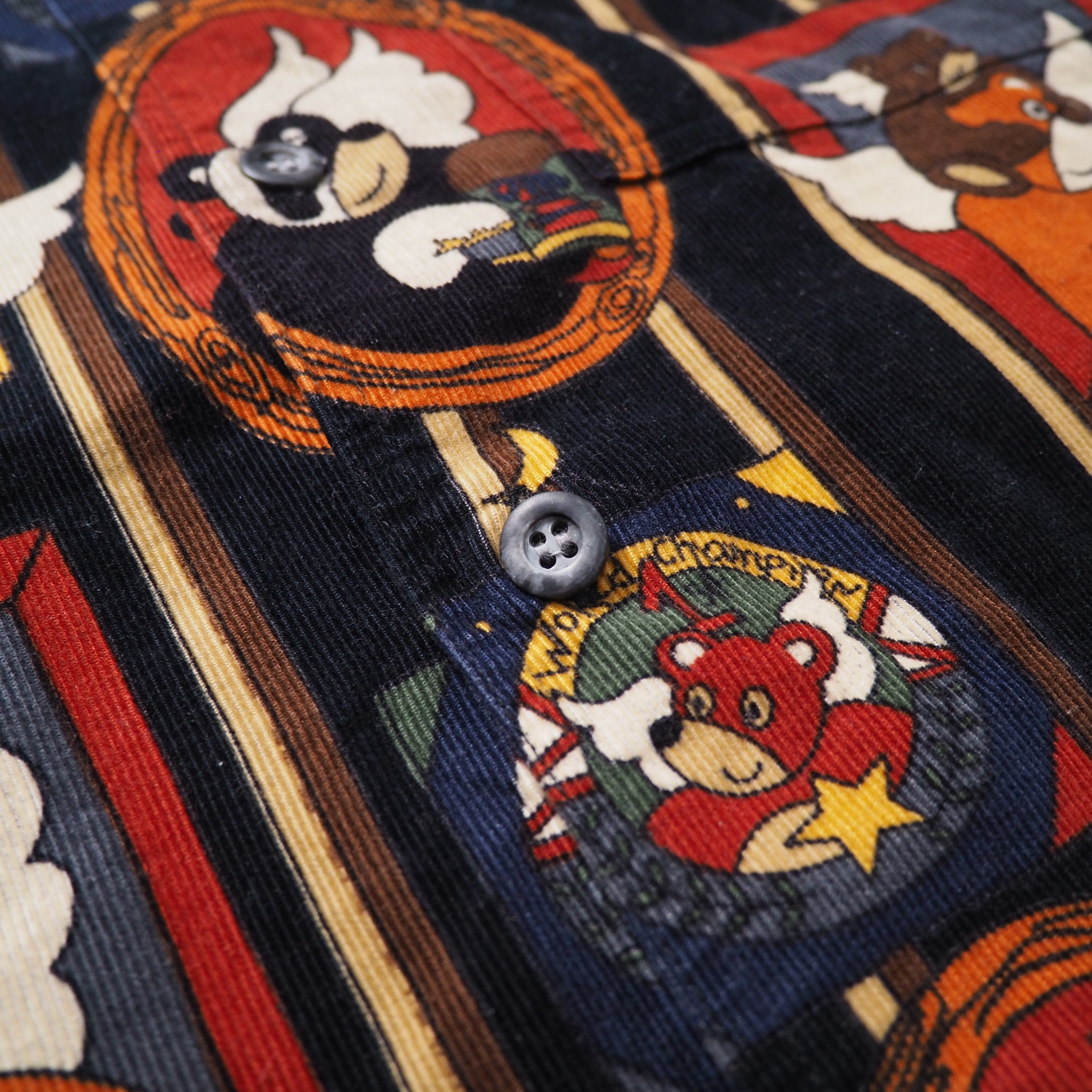 1990s ” Castel bajac ” colorful retro character printed vintage corduroy shirt