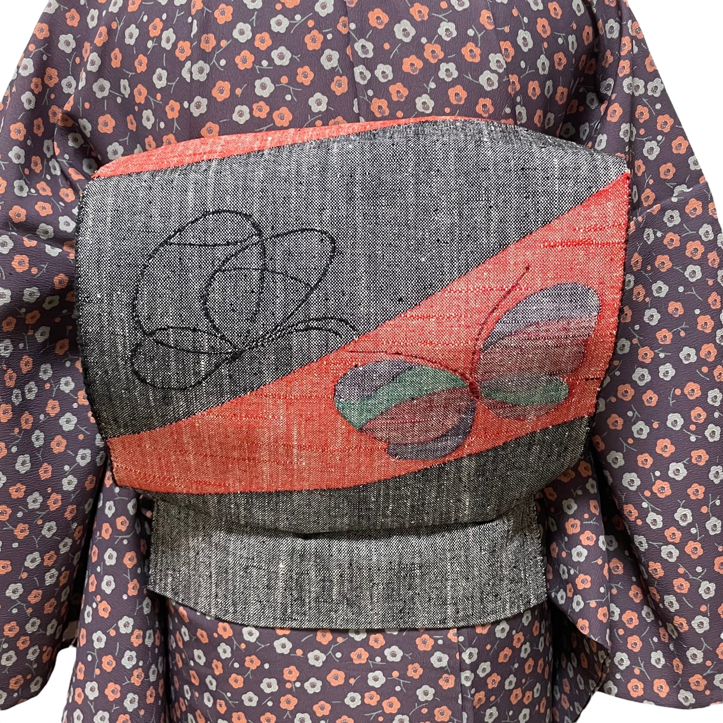 蝶織り出し模様 名古屋帯