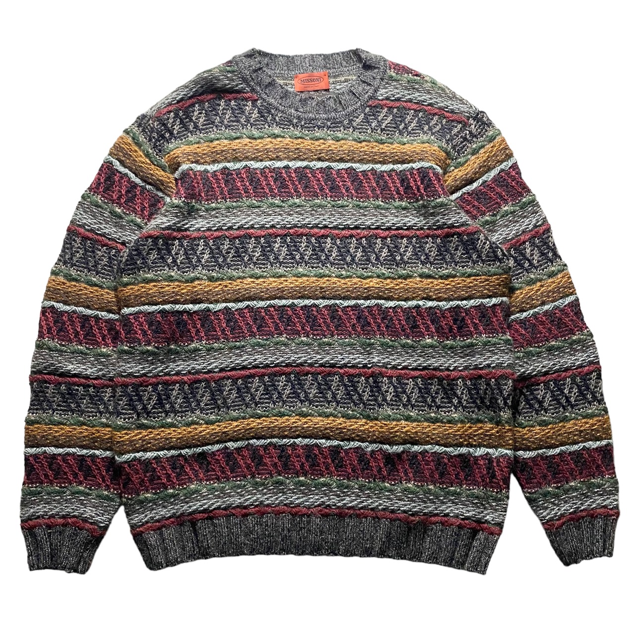 MISSONI border pattern shaggy knit sweater