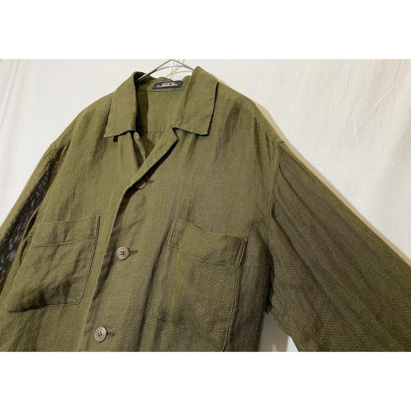 issey miyake PERMANENTE Khaki Linen mesh shirt jacket | came unto me