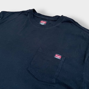 【Wrangler】ワンポイント ロゴ ポケットTシャツ ポケT WORKWEAR 3X-LARGE ビッグシルエット ゆるダボ ブラック ラングラー US古着