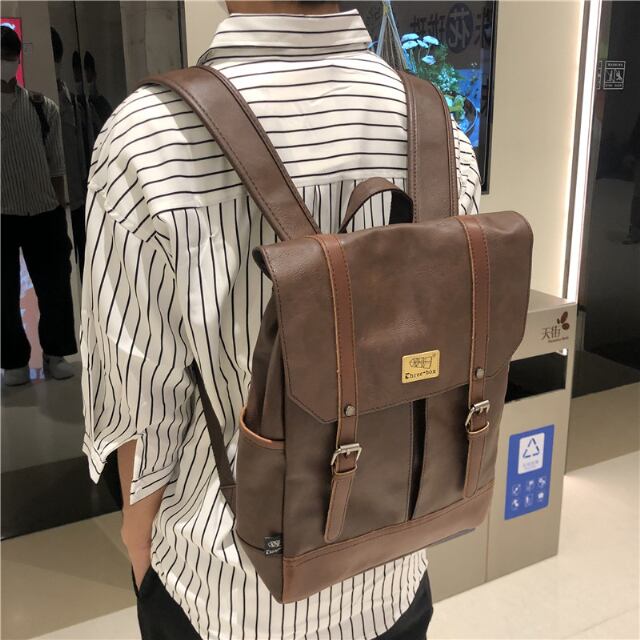 【予約販売】リュック ショルダーバッグ 2WAY メンズ 艶消し スクエア ブラック/ライトブラウン/コーヒー 大容量 通学 通勤 ビジネス こなれ感 お洒落 韓国 トレンド