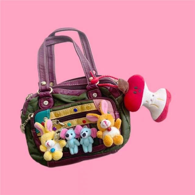 Hottieレトロy2kリンゴぬいぐるみショルダーバッグ