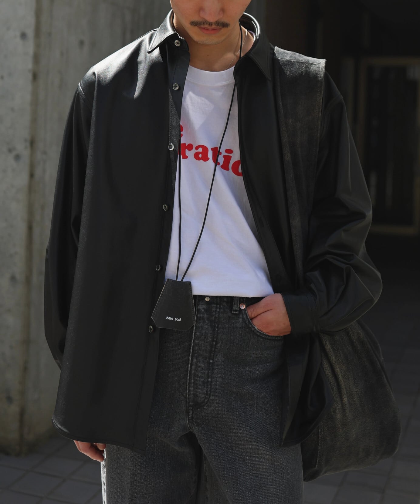 UNIVERSAL PRODUCTS. / 261-60406 LEATHER SHIRTS JACKET (BLACK