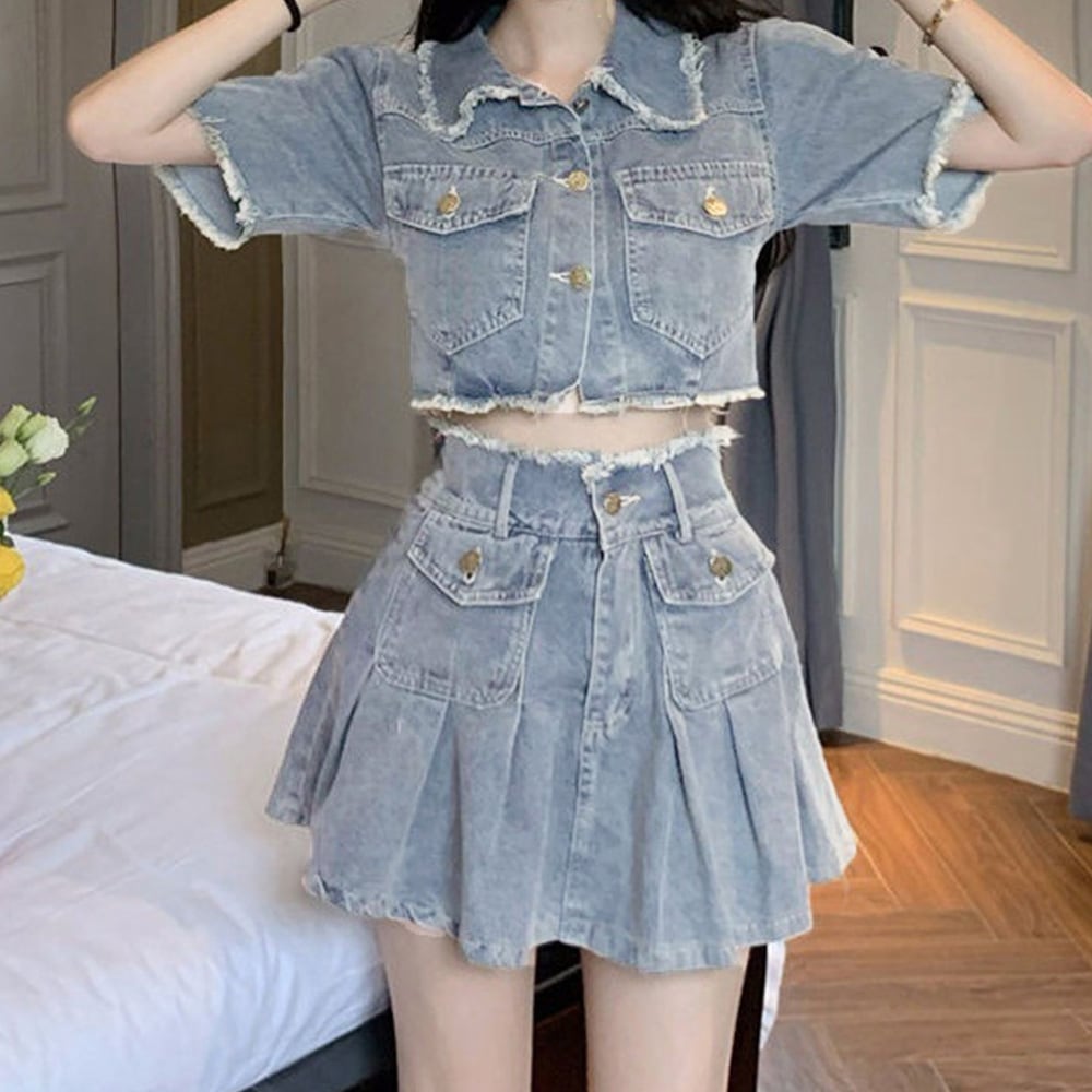 デニム セットアップ レディース 韓国 アンサンブル アメカジ