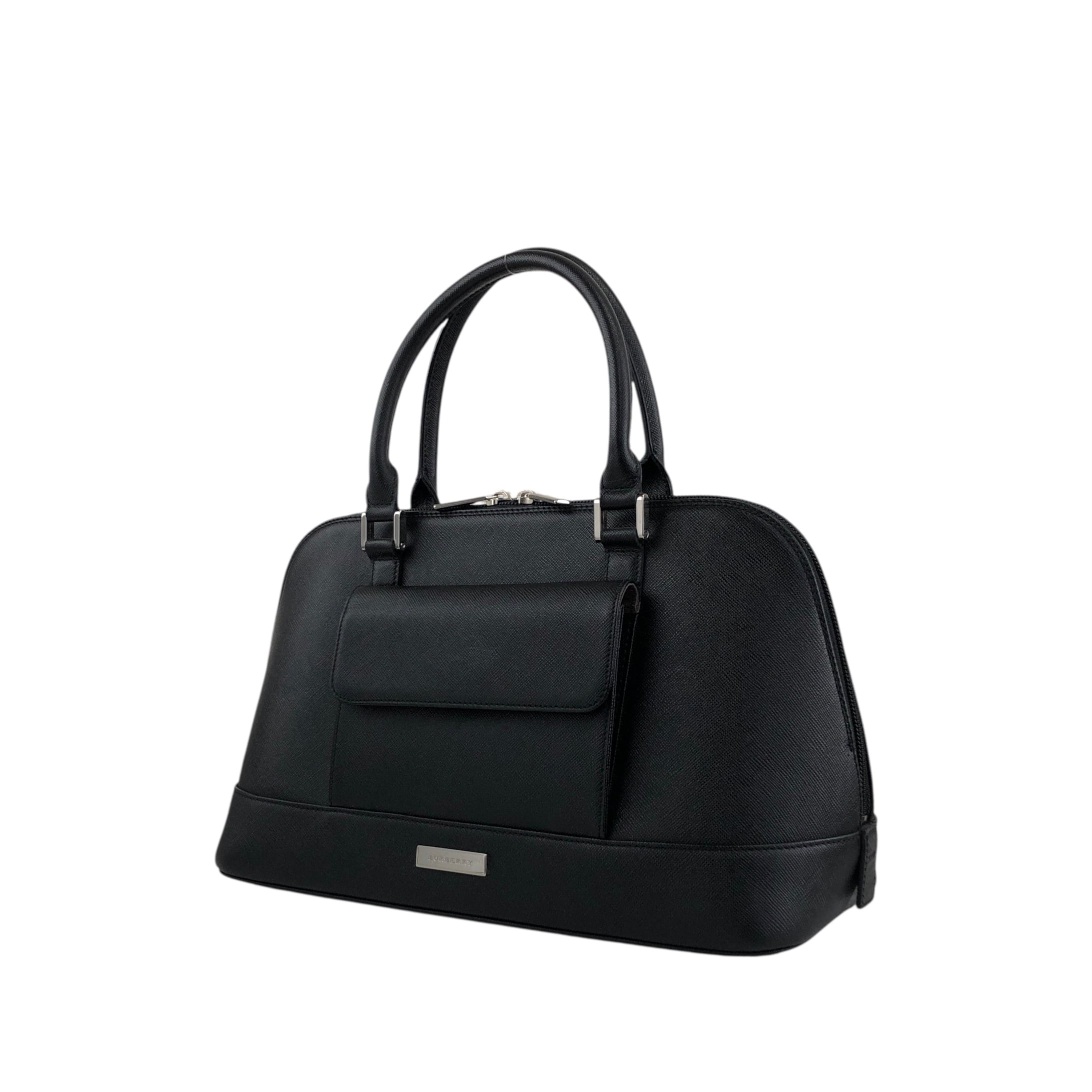 BURBERRY バーバリー ハンドバッグ ブラック レザー フロントポケット