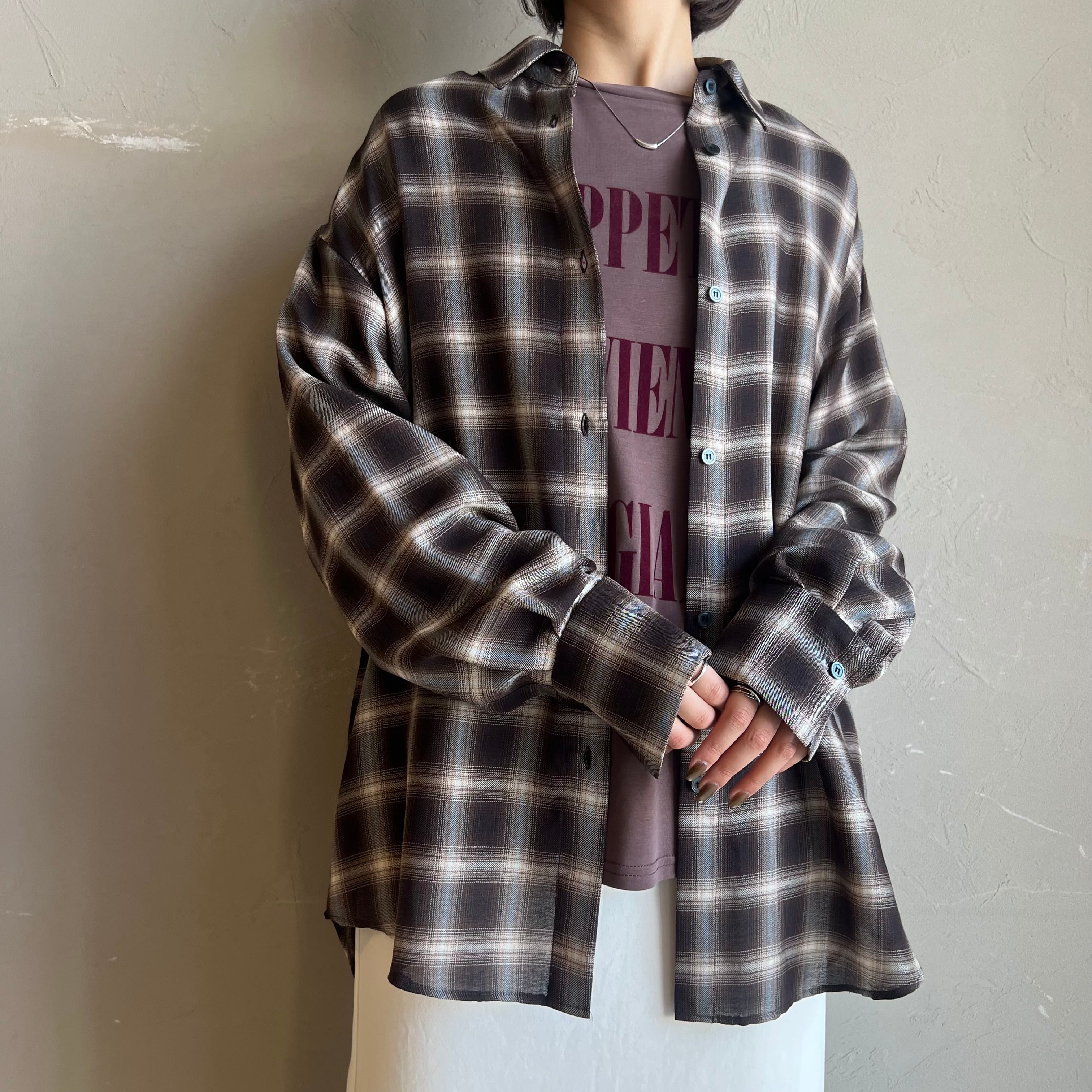 【 CLOCHE 】キュプラ混バックスリットチェックシャツ CLOCHE 】キュプラ混バックスリットチェックシャツ | valance 福井