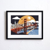 San Francisco｜都市風景を描くコンテンポラリーアートポスター｜西海岸の雰囲気を纏うスタイリッシュな額縁付きインテリアA3ポスター