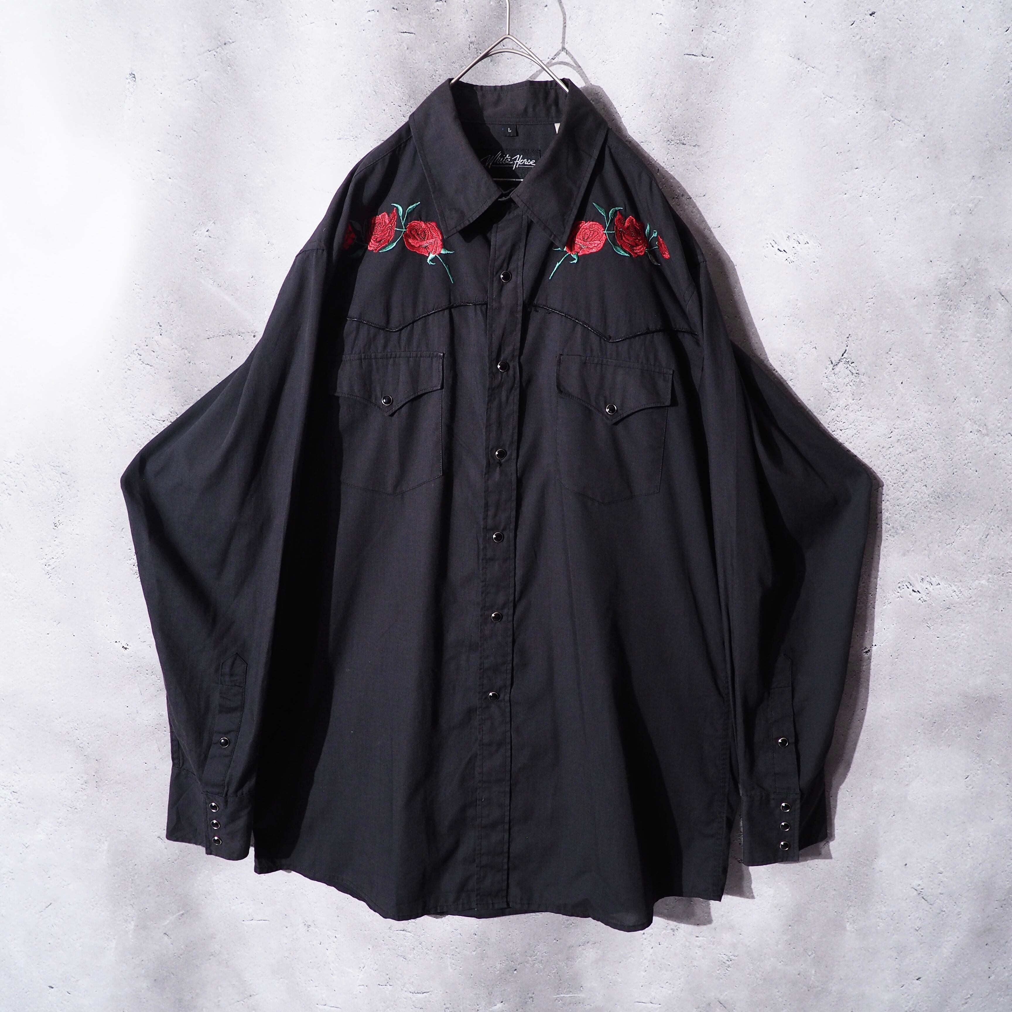 1990s Beautiful Flower embroidery vintage loose Western shirt