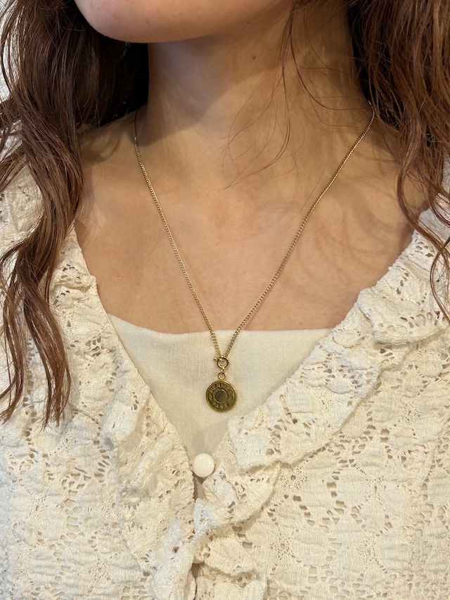 HERMES / vintage gold mini sellier necklace.