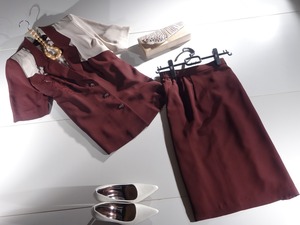 ★15号☆ブラウス付きタイトスカ−ト薔薇柄ス−ツ3点セット(OPN6663)