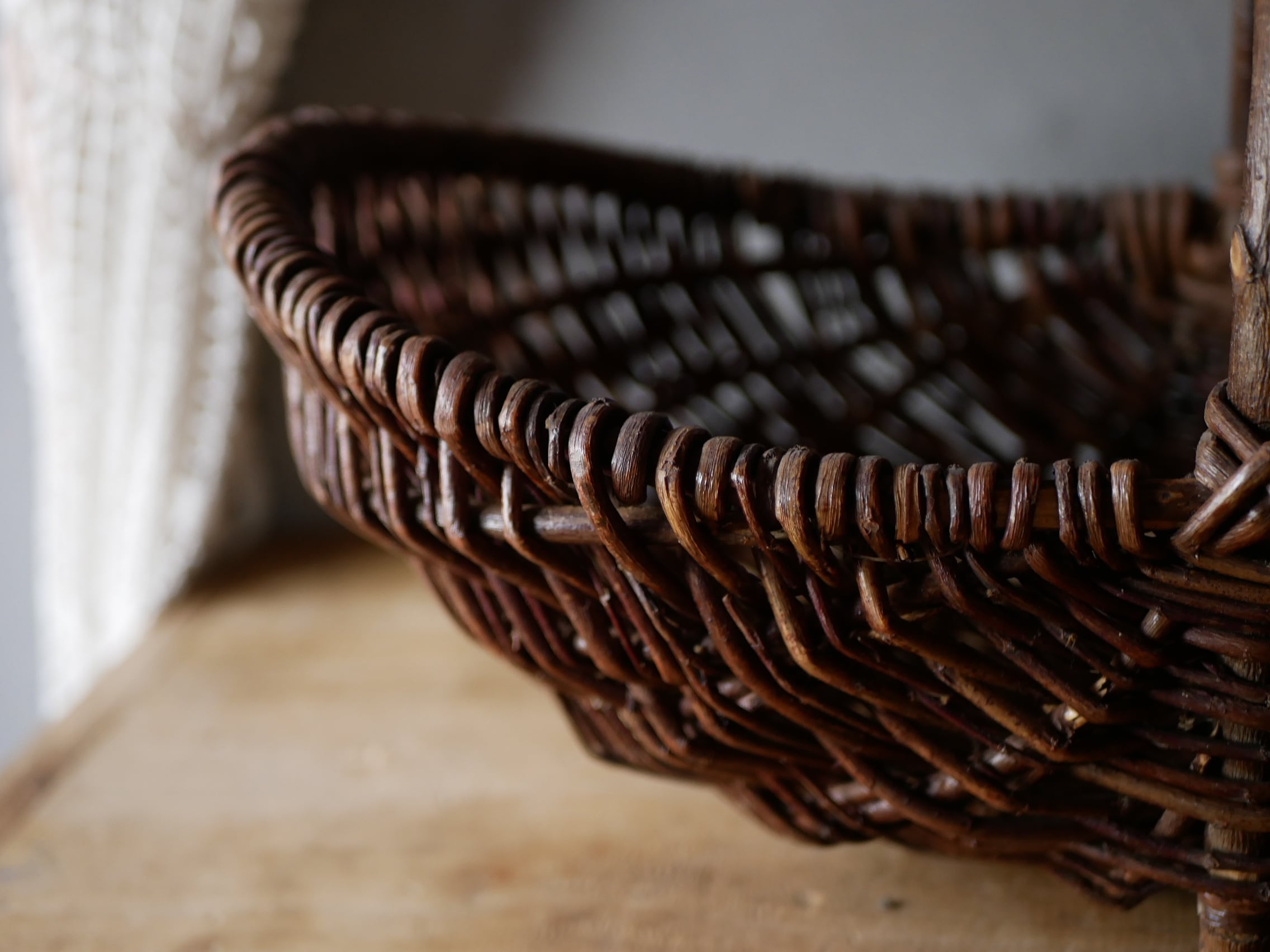 横長パニエ かご 籠 バスケット フランスブロカント アンティークの