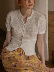 Losange Lace Knit Cardigan F0775