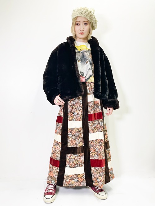 60's Vintage Shawl Collar Fake Fur Coat