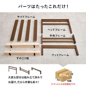 【組立式】耐荷重150kg 宮棚付きシングルベッド すのこフレーム ポケットコイルマットレスセット 2色展開 一人暮らし ワンルーム 幅99cm