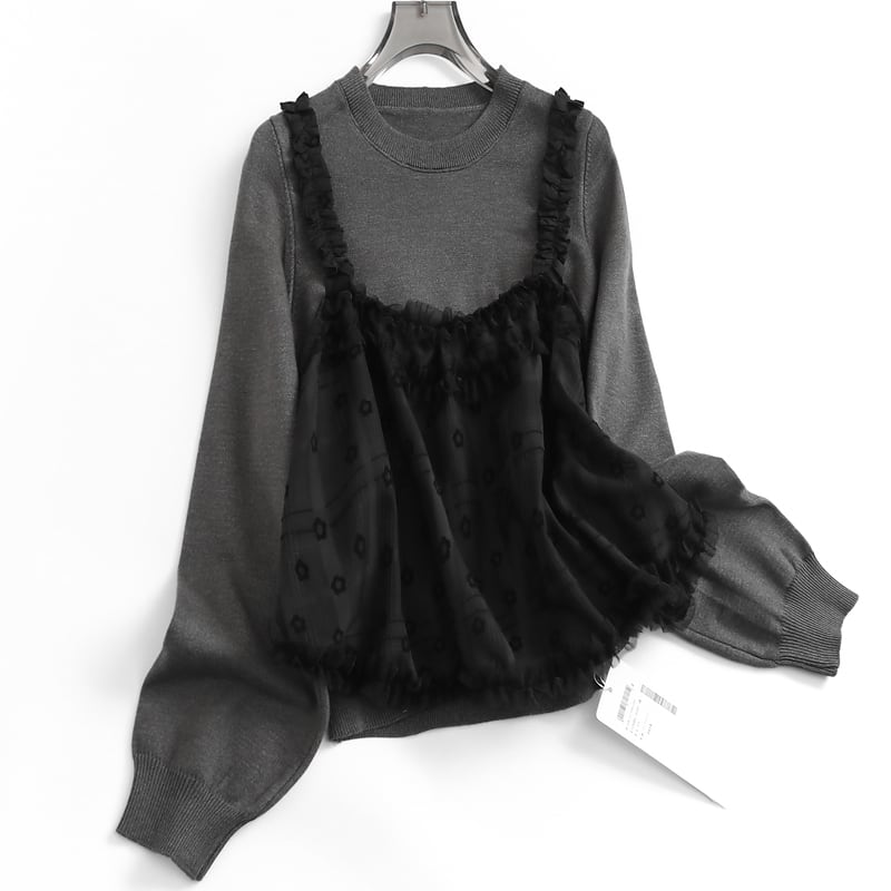 Layered Knit and Ruffled Bustier TO0813