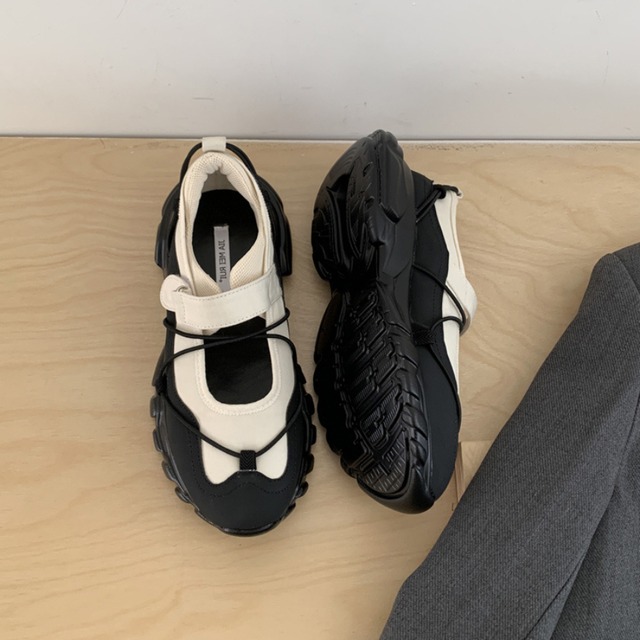 chunky sole velcro strap shoes L0568