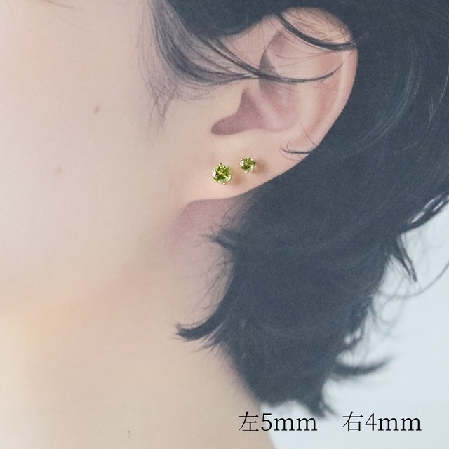 【5mm】太陽のペリドットひと粒ネックレス｜選べるカラー アレルギー対応｜紫陽花　マスカット　つけっぱなしOK