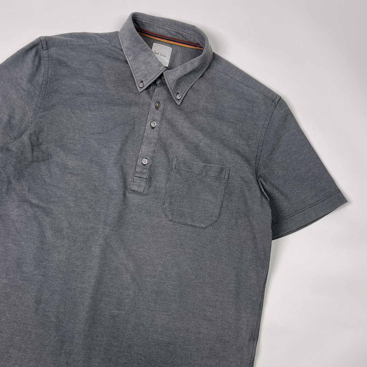 Paul Smith ポールスミス ポケット BD ボタンダウン 鹿の子 半袖 ポロシャツ XXL/大きいサイズ グレー系 メンズ