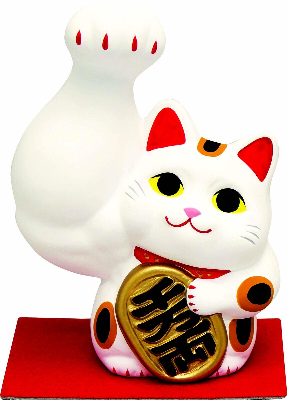 剛腕まっちょ小判招き猫(白) 右手招き