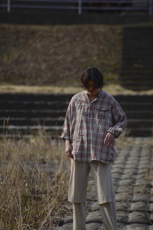 Ex.summer linen pullover shirt (vintagelike check)