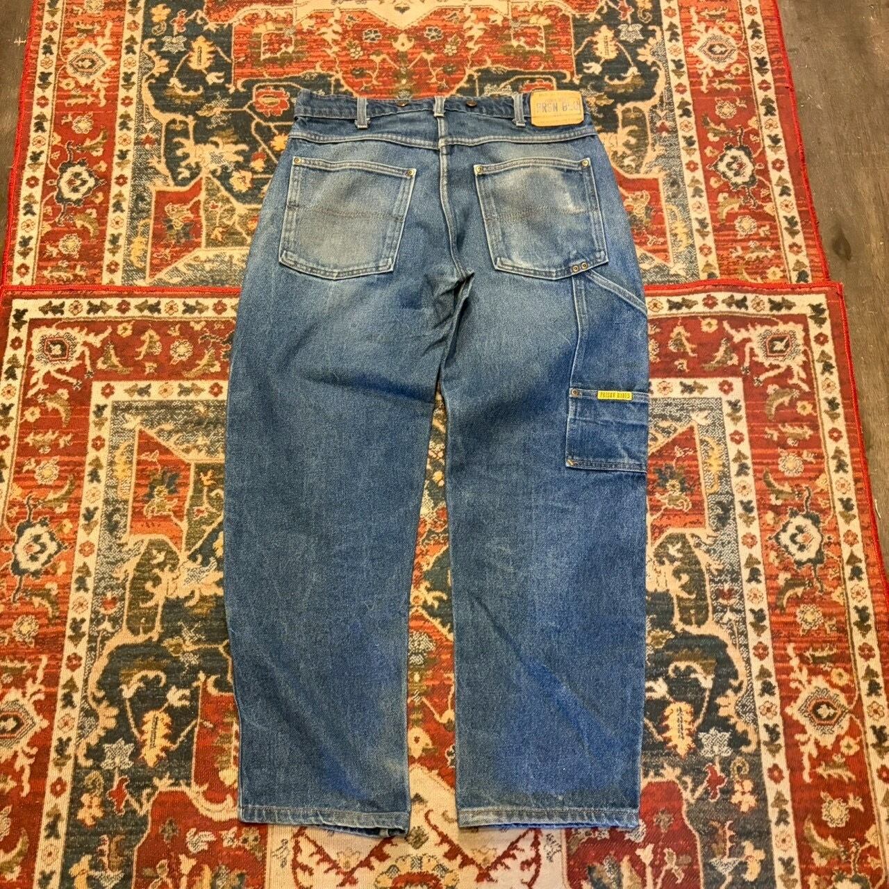 90s USA製 PRSN BLU デニムパンツ ペインターパンツ ダブルニー L