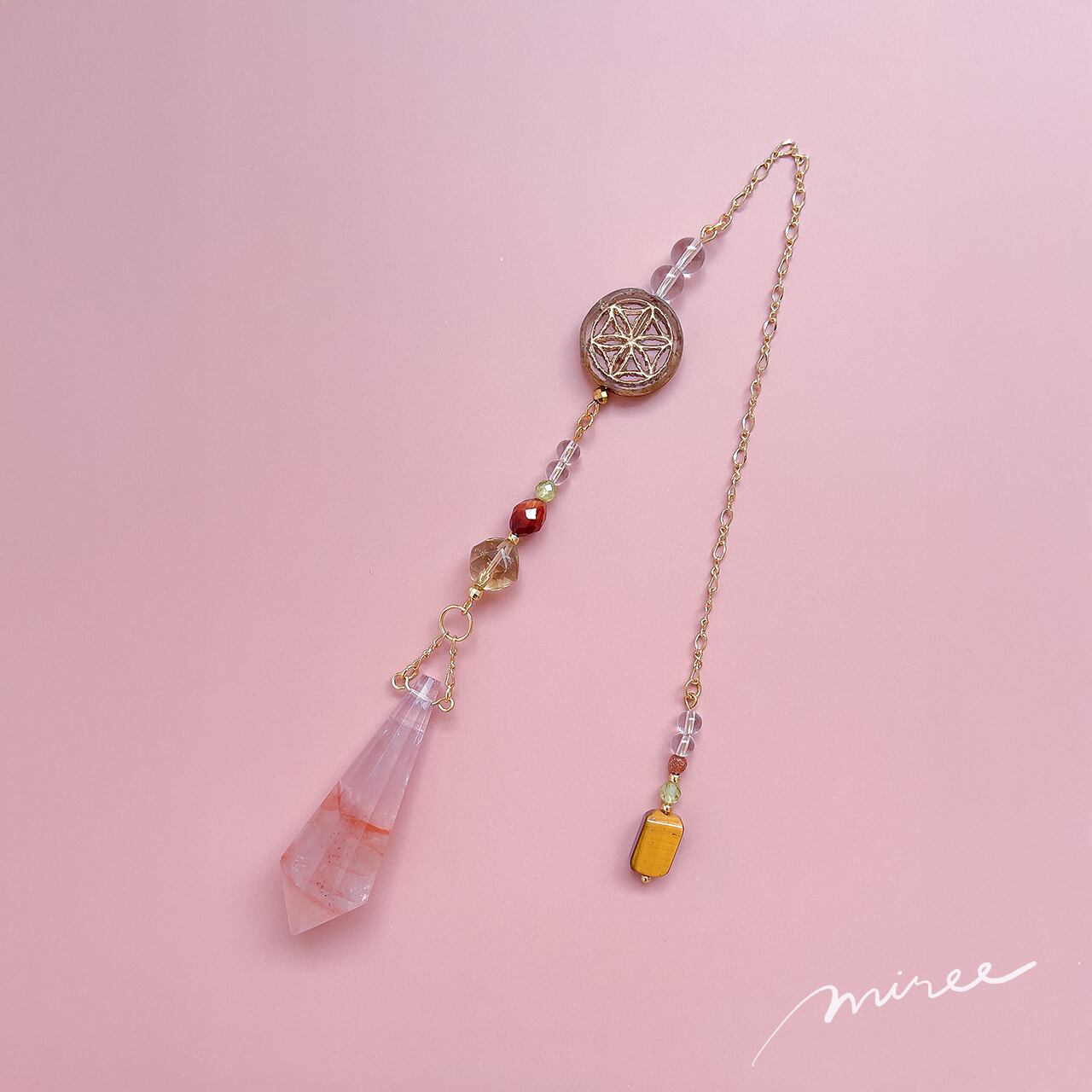 高みをめざす者のペンデュラム【ファイヤークォーツ×タイガーアイ】fire quartz pendulum_20