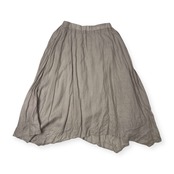 麻100% Plantation プランテーション リネン ギャザー ロング スカート サイズ M /ライトグレー系/レディース