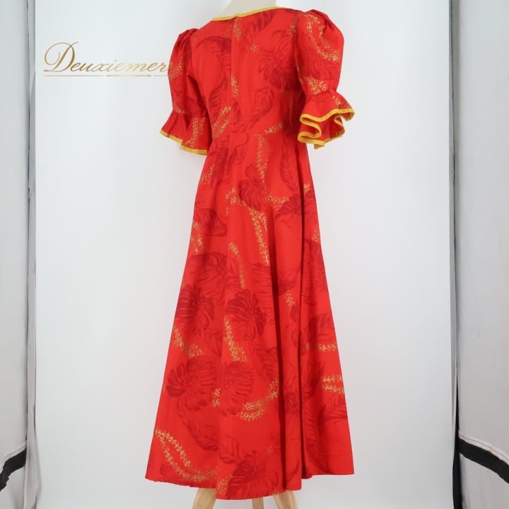 フラダンス 衣装 ワンピース ドレス レッド系 アロハスタンダード 日本